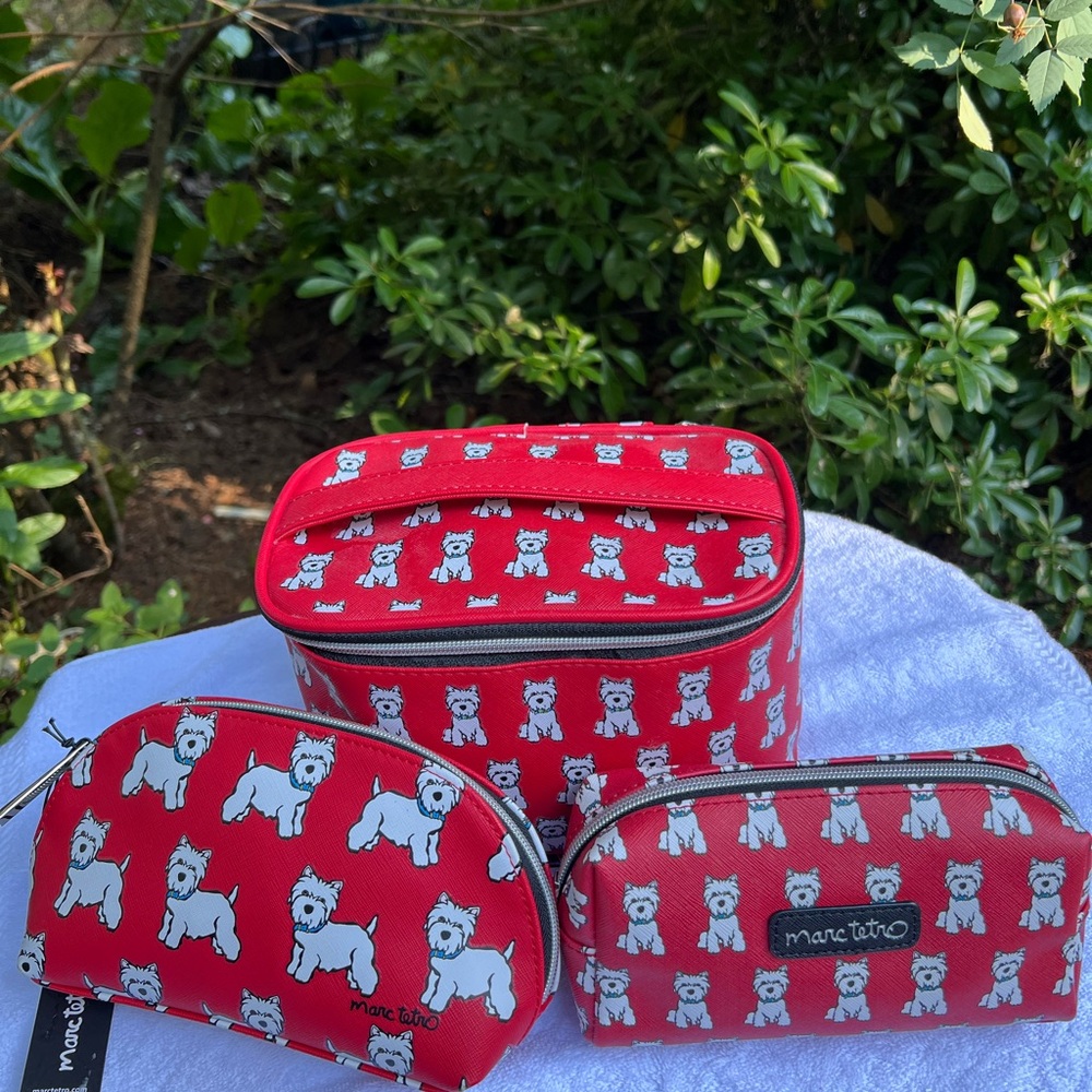 Marc Tetro Red Westie Print Cosmetic Bag. NWT - Picture 7 of 7